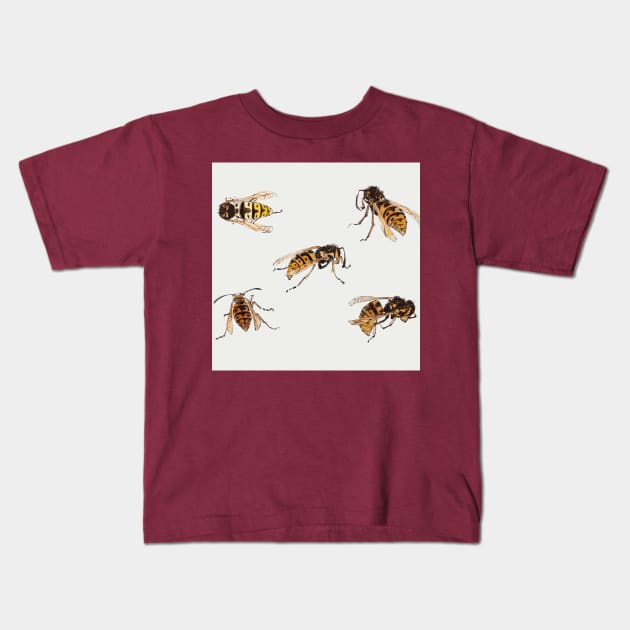 Studies of wasps by Julie de Graag (1877-1924). Kids T-Shirt by Rosettemusicandguitar